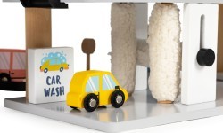 Large wooden garage parking with elevator + cars helicopter car wash ECOTOYS