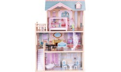 Dollhouse large wooden 3 floors 11 furniture ECOTOYS