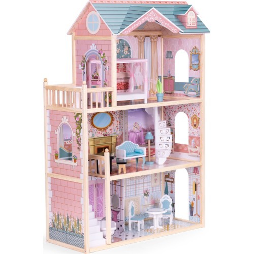 Dollhouse large wooden 3 floors 11 furniture ECOTOYS