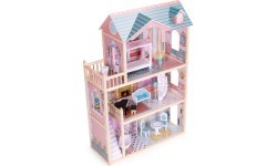 Dollhouse large wooden 3 floors 11 furniture ECOTOYS