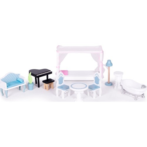 Dollhouse large wooden 3 floors 11 furniture ECOTOYS