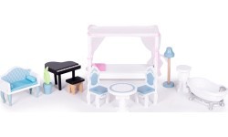 Dollhouse large wooden 3 floors 11 furniture ECOTOYS