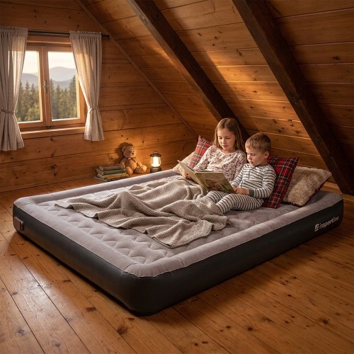 Divvietīgs piepūšamais matracis inSPORTline Valkon Duo 192x151x22 cm ar iebūvētu elektrisko sūkni