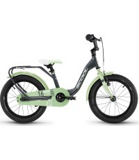 Velosipēds S'COOL niXe 16" 1-ātruma ar kontaktbremzi, alumīnija, tumši pelēks-pasteļzaļš