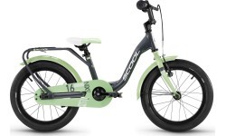 Velosipēds S'COOL niXe 16" 1-ātruma ar kontaktbremzi, alumīnija, tumši pelēks-pasteļzaļš