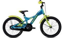 S'COOL XXlite 18" children's bike, 1-speed coaster brake, aluminium, blue-lime