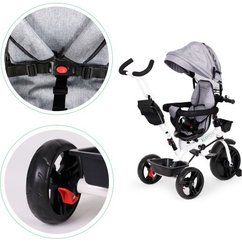 Trīsritenis Eco Toys ar 360° grozāmu sēdekli, zils