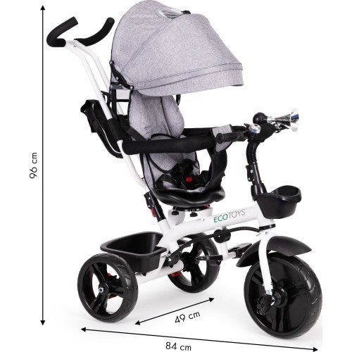 Trīsritenis Eco Toys ar 360° grozāmu sēdekli, zils