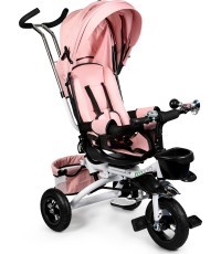 Trīsritenis ECOTOYS Pink Delux ar jumtiņu, grozāms 360°