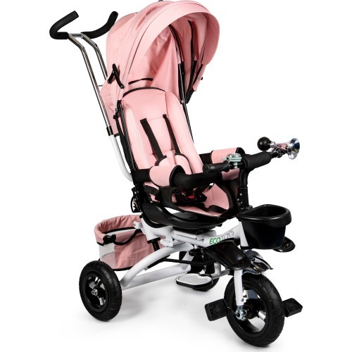 Трёхколёсный велосипед ECOTOYS Pink Delux с навесом, поворотный на 360°