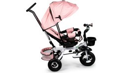 Trīsritenis ECOTOYS Pink Delux ar jumtiņu, grozāms 360°