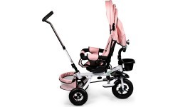 Trīsritenis ECOTOYS Pink Delux ar jumtiņu, grozāms 360°