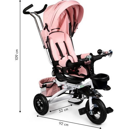 Rotating tricycle 360° Pink Delux with canopy ECOTOYS