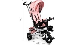 Trīsritenis ECOTOYS Pink Delux ar jumtiņu, grozāms 360°