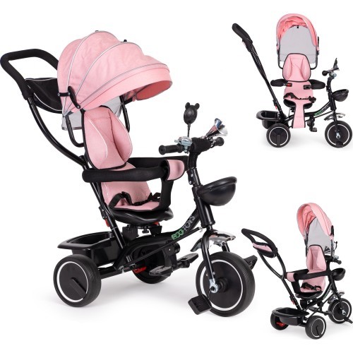 Trīsritenis ECOTOYS ar grozāmu sēdekli un stumjamo rokturi