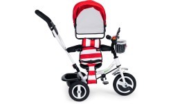 Trīsritenis ECOTOYS ar grozāmu jumtiņu un izturīgiem gumijas riteņiem, sarkans