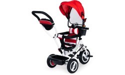 Трёхколёсный велосипед ECOTOYS с поворотным козырьком и прочными резиновыми колёсами, красный
