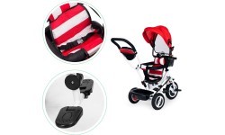 Трёхколёсный велосипед ECOTOYS с поворотным козырьком и прочными резиновыми колёсами, красный