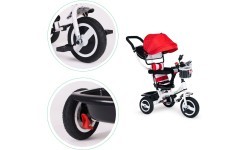 Трёхколёсный велосипед ECOTOYS с поворотным козырьком и прочными резиновыми колёсами, красный