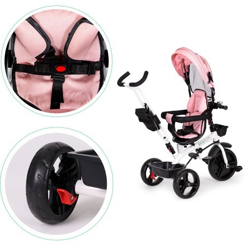 Tricycle tricycle stroller swivel seat 360* Pink ECOTOYS
