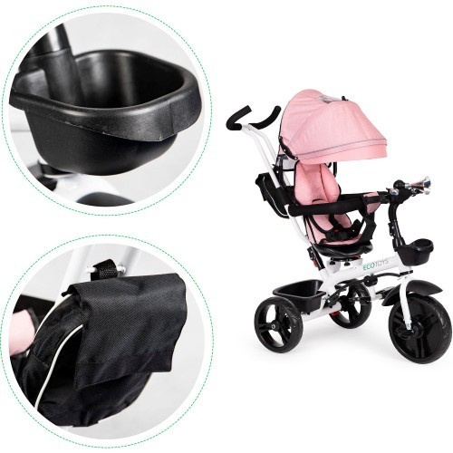 Tricycle tricycle stroller swivel seat 360* Pink ECOTOYS