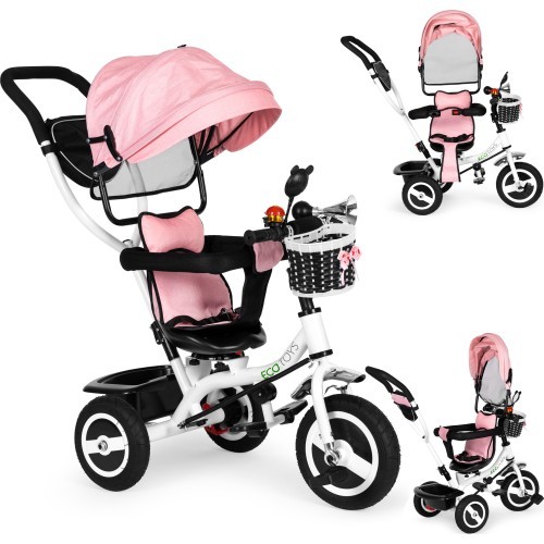 Trīsritenis ar grozāmu jumtiņu un gumijas riteņiem ECOTOYS