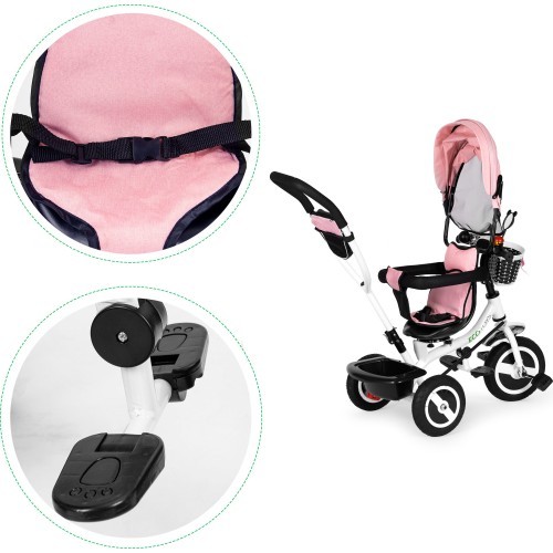 Trīsritenis ar grozāmu jumtiņu un gumijas riteņiem ECOTOYS