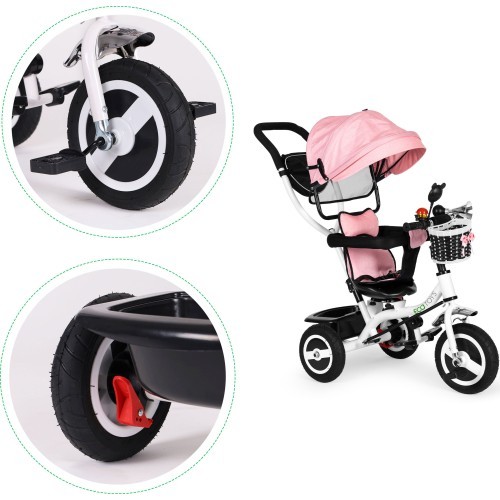 Trīsritenis ar grozāmu jumtiņu un gumijas riteņiem ECOTOYS