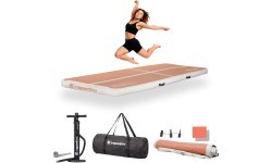 Piepūšamais vingrošanas paklājs inSPORTline Airstunt 300 x 100 x 10 cm Mocha Mousse ar rokas sūkni