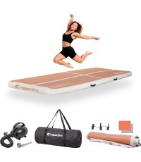 Piepūšamais vingrošanas paklājs inSPORTline Airstunt 300 x 100 x 10 cm Mocha Mousse ar elektrisko sūkni
