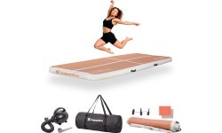 Inflatable Exercise Mat inSPORTline Airstunt 300 x 100 x 10 cm Mocha Mousse w/ Electric Pump