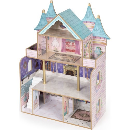 Деревянный кукольный домик замок Bella 4 этажа 5 комнат 15 предметов мебели ECOTOYS
