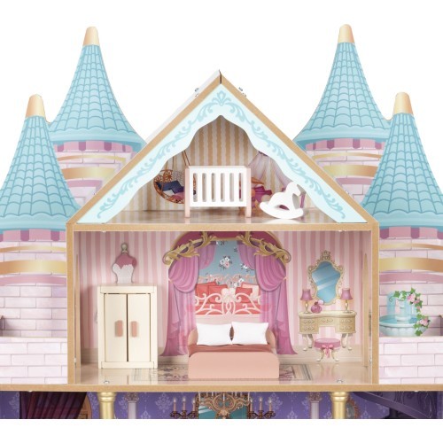 Деревянный кукольный домик замок Bella 4 этажа 5 комнат 15 предметов мебели ECOTOYS