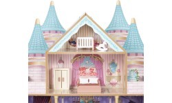 Drewniany domek dla lalek zamek Bella 4 piętra 5 pomieszczeń 15 mebelków ECOTOYS