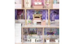 Деревянный кукольный домик замок Bella 4 этажа 5 комнат 15 предметов мебели ECOTOYS