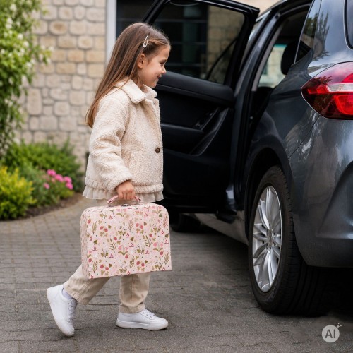 Leļļu māja koferī ar koka mēbelēm un 20 aksesuāru komplektu ECOTOYS