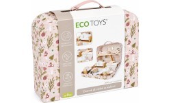 Leļļu māja koferī ar koka mēbelēm un 20 aksesuāru komplektu ECOTOYS