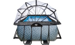 EXIT Stone pool 400x200 cm with dome and sand filter pump - grey Framed pool Rectangular 7020 L