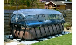 EXIT Stone pool 400x200 cm with dome and sand filter pump - grey Framed pool Rectangular 7020 L