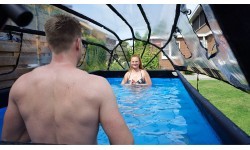 EXIT Stone pool 400x200 cm with dome and sand filter pump - grey Framed pool Rectangular 7020 L