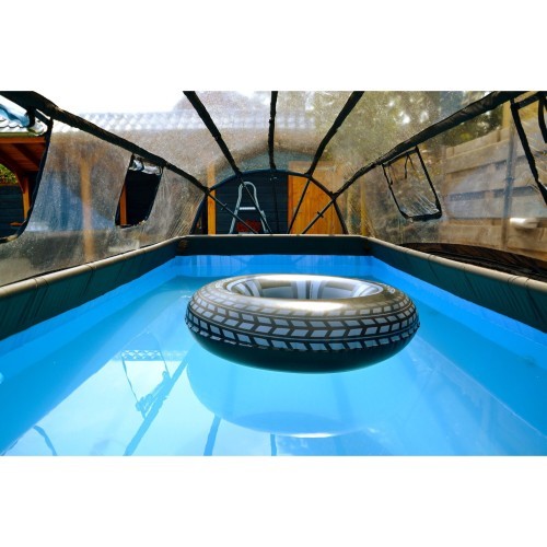 EXIT Stone pool 400x200 cm with dome and sand filter pump - grey Framed pool Rectangular 7020 L