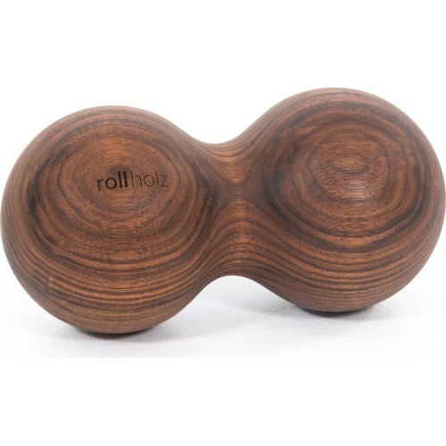 rollholz dubultā masāžas bumba, riekstkoks, 10 cm