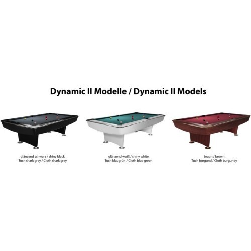 Billiard Table Dynamic II, shining black, Pool, 9 ft, Simonis 860 tournament blue