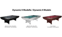 Biljarda galds Dynamic II, spīdīgi melns, Pool, 9 pēdas, Simonis 860 tournament blue