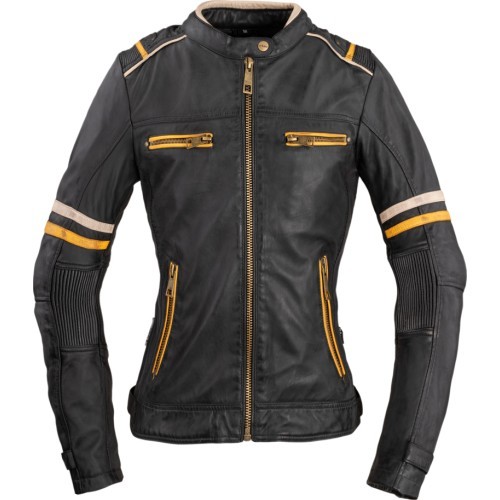 W-TEC Traction Lady Sieviešu ādas motocikla jaka - Melna