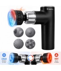 Массажный пистолет с насадкой для нагрева/охлаждения inSPORTline ChillFrost • 1800 мАч • 1600–2800 об/мин • До 6 мм - Чёрный