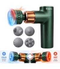 Массажный пистолет с насадкой для нагрева/охлаждения inSPORTline ChillFrost • 1800 мАч • 1600–2800 об/мин • До 6 мм - Зелёный