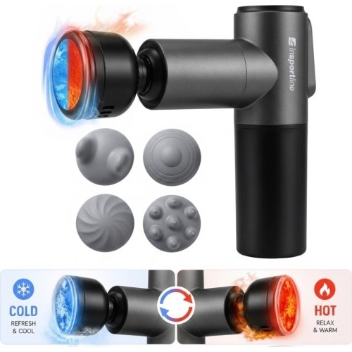 Massage Gun with Heated/Cooling Attachment inSPORTline IceBlaze • 2,400 mAh • 1,600–2,800 RPM • Up to 6 mm