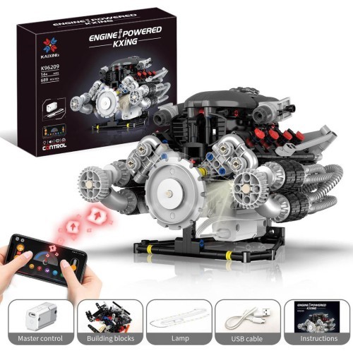 Konstruktors Motors ar USB un gaismu, 689 daļas