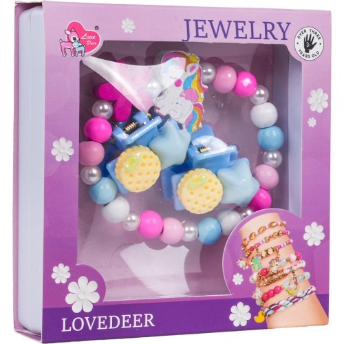 Pink Flower Unicorn Jewelry Set